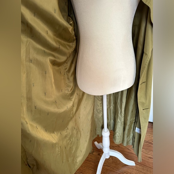 Vintage 1990s YSL Yves Saint Laurent Pour Homme Army Green Khaki Trench Coat - Picture 11 of 15